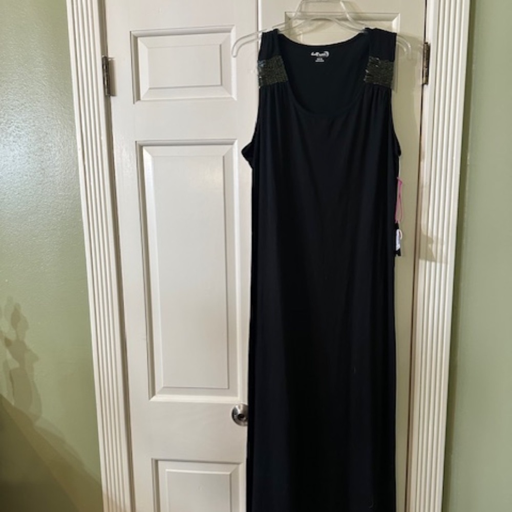 half moon by modern movement, sleeveless black maxi dress, size xl